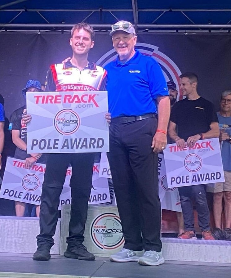 Devin accepts SCCA pole Position award alongside dad, Kevin